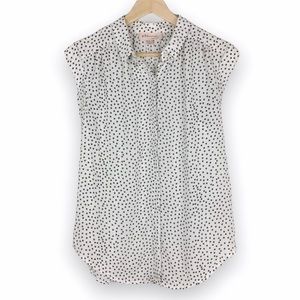 Philosophy Black White Star Print Pattern Cap Sleeve Blouse Top Shirt Small‎ S